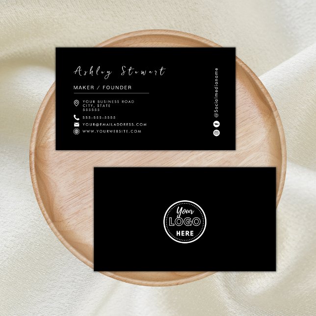 Minimalist Black Professional Branding Logo Business Card (Creator Uploaded)