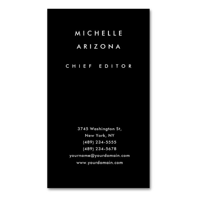 Minimalist Black Professional Modern Business Card Magnet (Front Vertical)