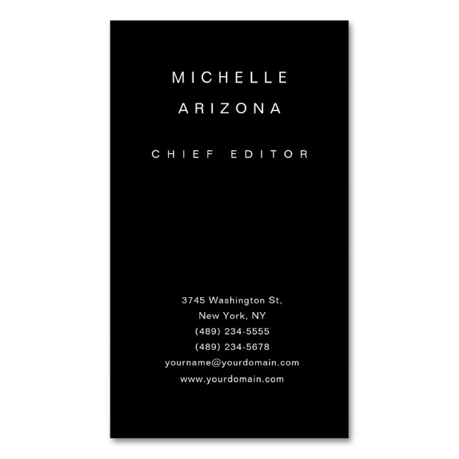 Minimalist Black Professional Modern Business Card Magnet (Front Vertical)