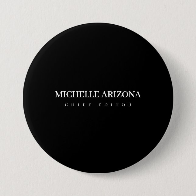 Minimalist Black Professional Modern Button (Front)