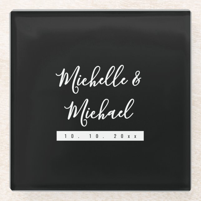 Minimalist Black Professional Modern Glass Coaster (Front)
