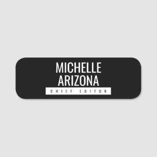 Minimalist Black Professional Modern Name Tag