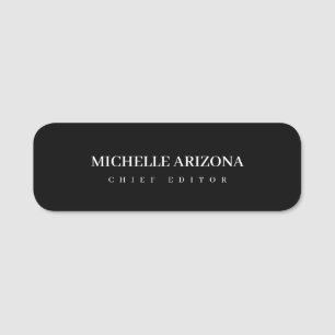 Minimalist Black Professional Modern Name Tag