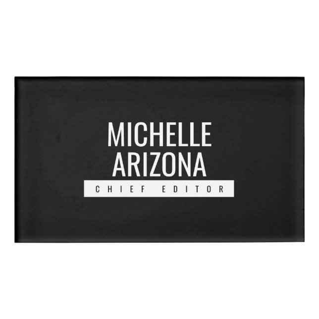 Minimalist Black Professional Modern Name Tag (Front)