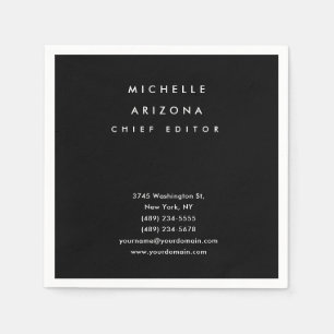 Minimalist Black Professional Modern Napkins