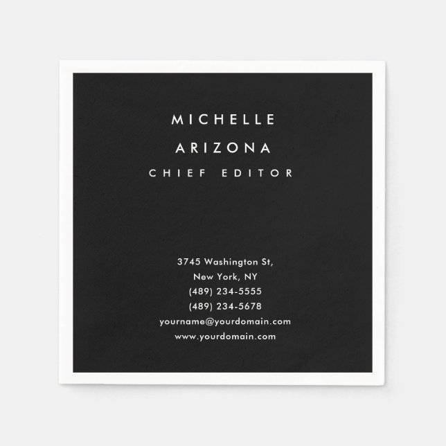 Minimalist Black Professional Modern Napkins (Front)
