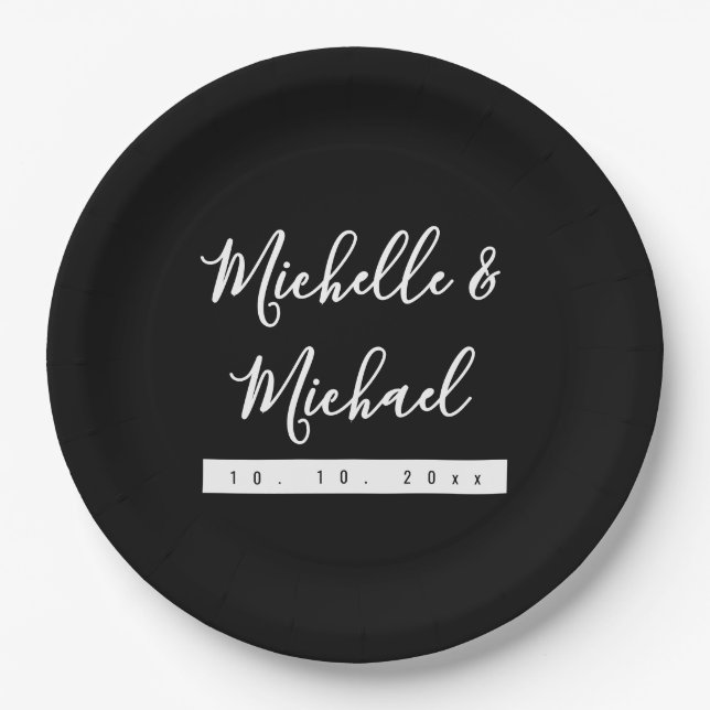 Minimalist Black Professional Modern Paper Plates (Front)