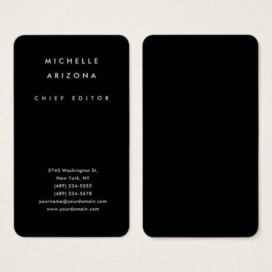 Minimalist Black Professional Modern Profile Card (Front & Back)