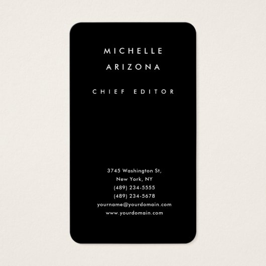 Minimalist Black Professional Modern Profile Card (Front)