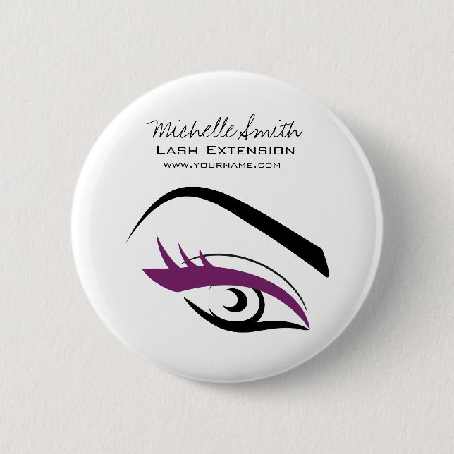 Minimalist Black Purple Eyelash Extension Makeup Button (Front)