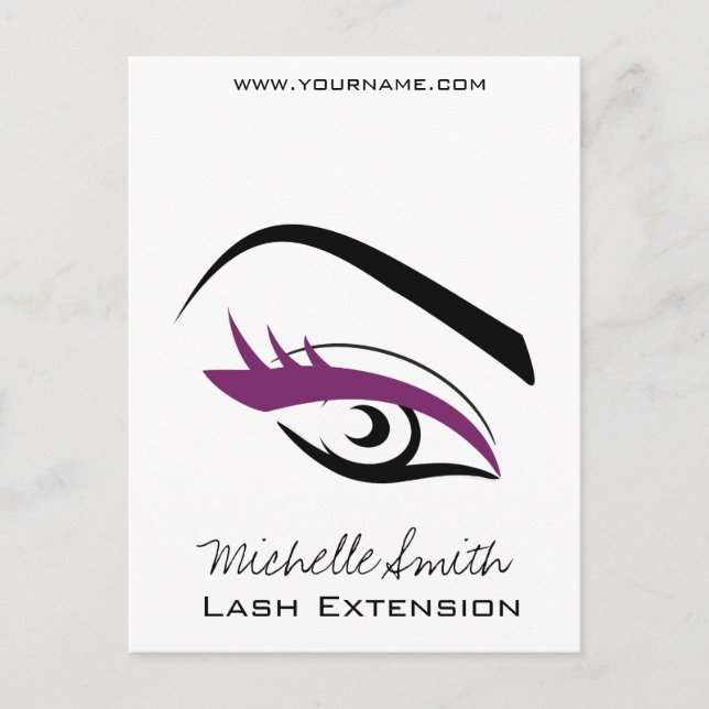 Minimalist Black Purple Eyelash Extension Makeup Postcard (Front)