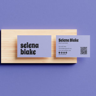 Minimalist Black & Purple Modern QR Code Business Card