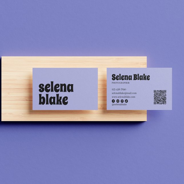 Minimalist Black & Purple | Modern QR Code  Business Card (Creator Uploaded)