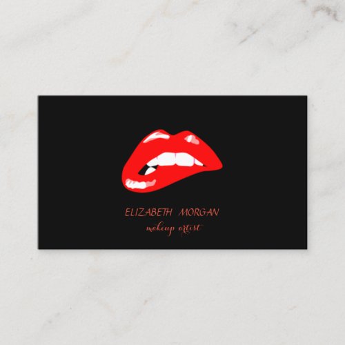 Minimalist BlackRed  LipsMakeup artist Business Card