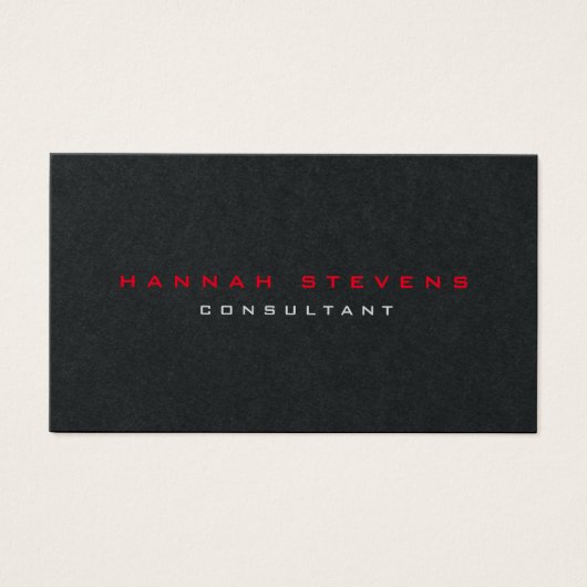 Minimalist Black Red Modern Profile Card (Front)