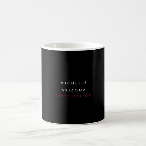Minimalist Black Red Professional Modern Name Coffee Mug