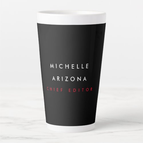 Minimalist Black Red Professional Modern Name Latte Mug