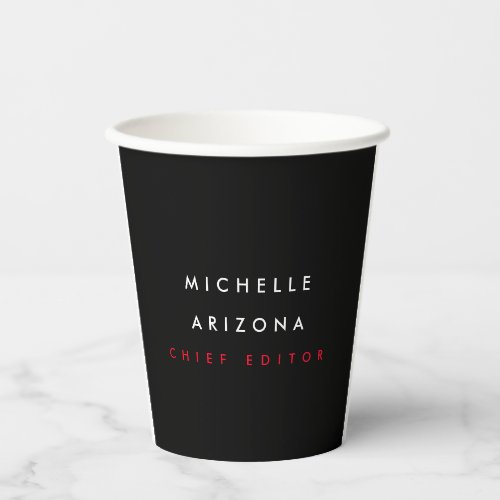 Minimalist Black Red Professional Modern Name Paper Cups