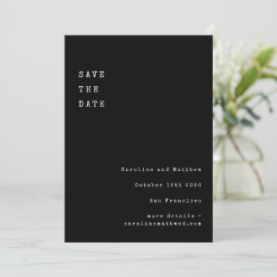 Minimalist Black Retro Typewriter Font Wedding Save The Date