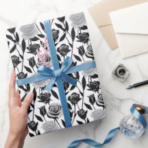 Minimalist Black Roses With Light Gray Stems 