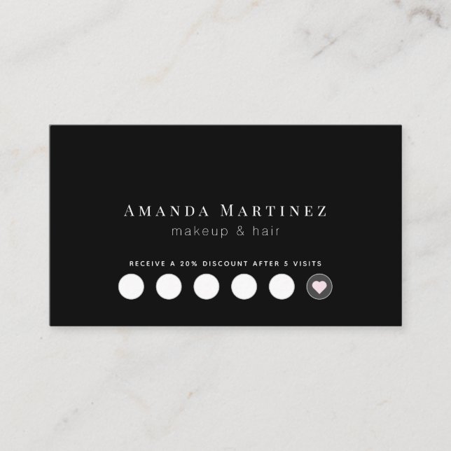 Minimalist Black Salon Loyalty Card (Front)