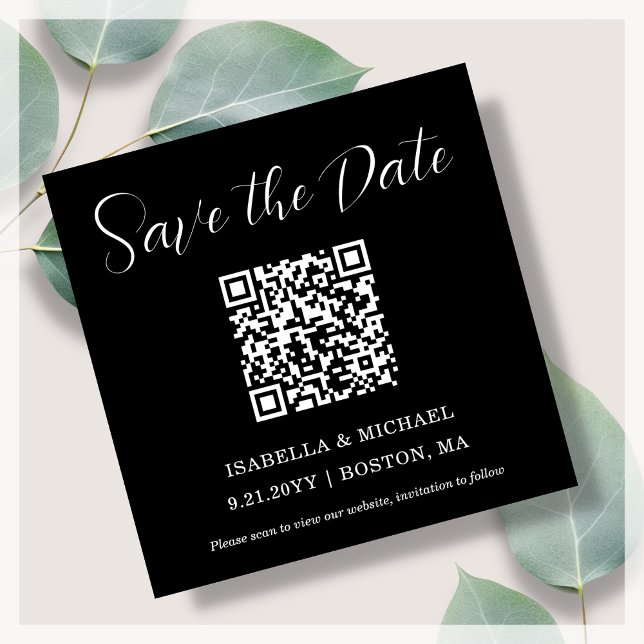 Minimalist Black | Save the Date | QR Code Magnet (Creator Uploaded)