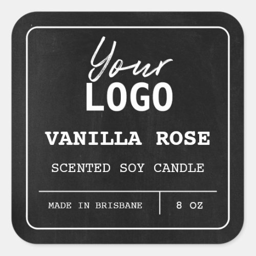 Minimalist Black Scented Soy Candle Logo Labels