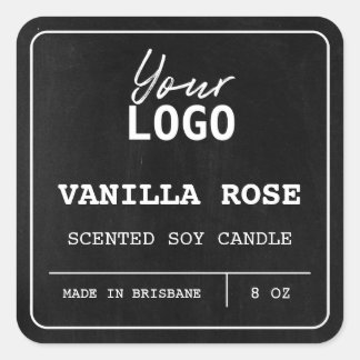 Minimalist Black Scented Soy Candle Logo Labels