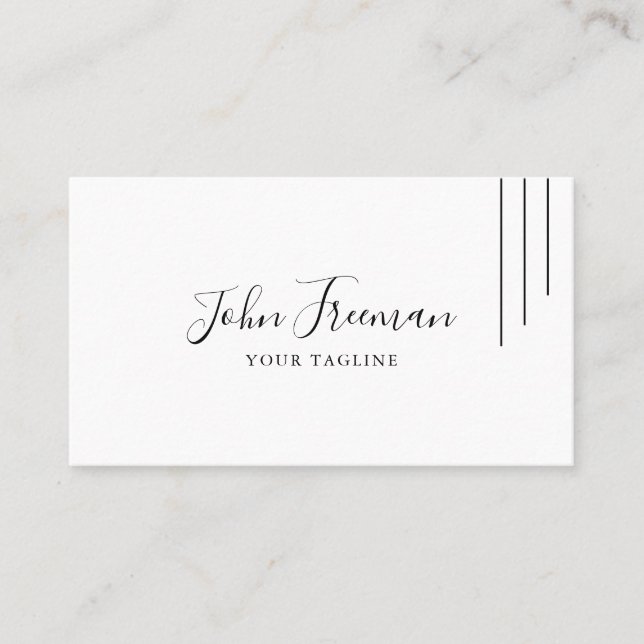 Minimalist Black Script Notary Signing Agent Business Card (Front)