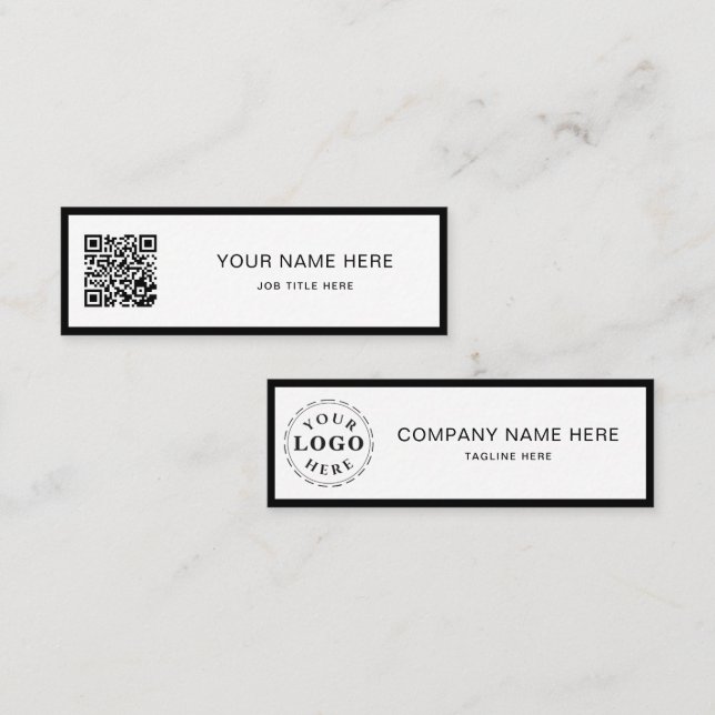 Minimalist Black Script QR White Calling Card (Front/Back)