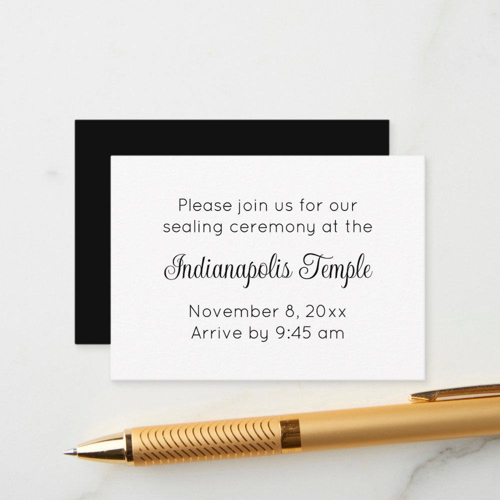 Minimalist Black Script Temple Sealing Invitation