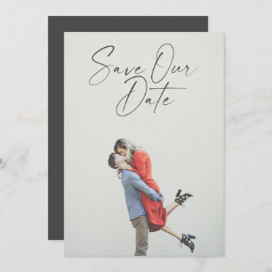 Minimalist Black Script Typography Photo Overlay Save The Date