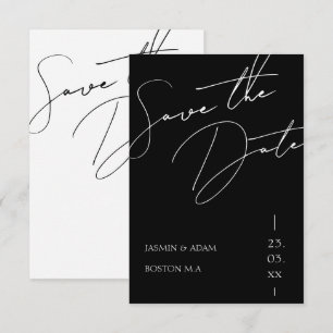 Minimalist Black Script Typography Wedding Save The Date