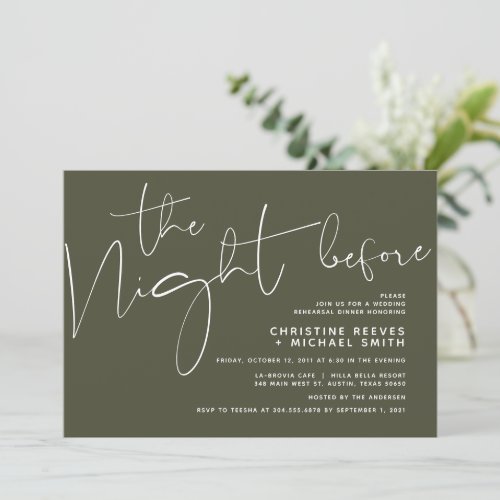 Minimalist Black Script Wedding Rehearsal Dinner I Invitation