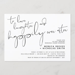Minimalist Black Script Wedding Rehearsal Dinner Invitation