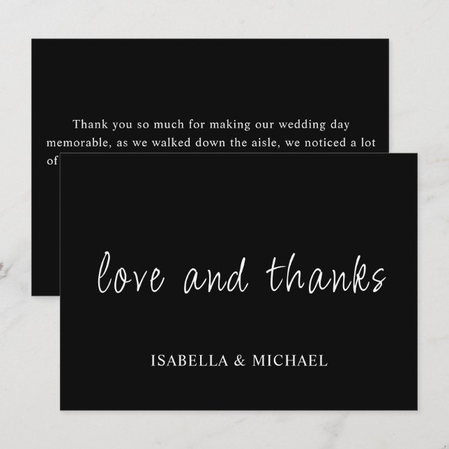 Minimalist Black | Script Wedding Thank You Cards (Front/Back)