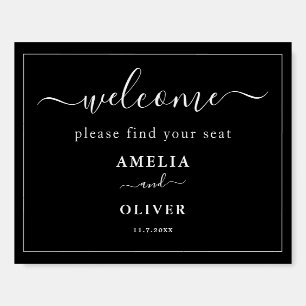 Minimalist Black Seating Chart Welcome Sign Header