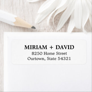 Minimalist Black Serif Name + Return Address Label