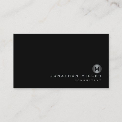 Minimalist Black Silver Monogram Business Card