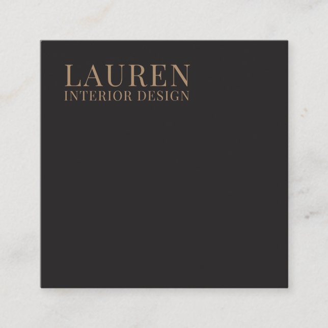 Minimalist black simple elegant interior designer square business card (Front)