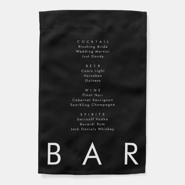 Minimalist Black Simple Wedding Bar Fabric Sign (Front)