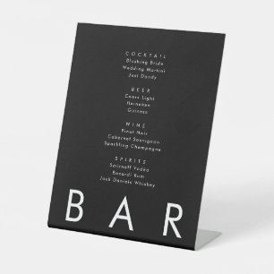 Minimalist Black Simple Wedding Bar Pedestal Sign