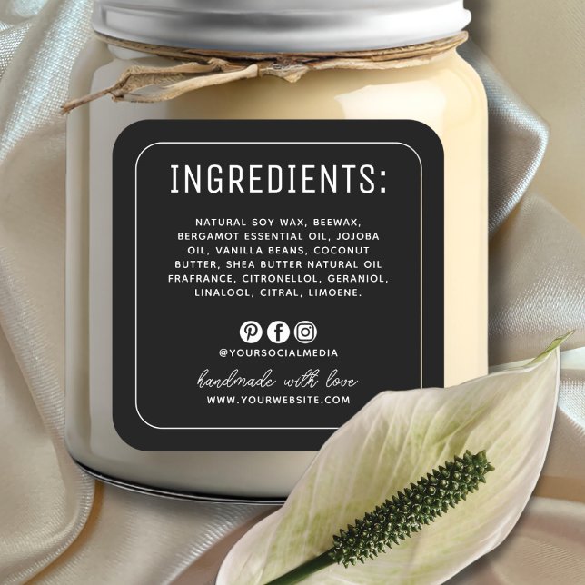 Minimalist black social media ingredients label (Creator Uploaded)
