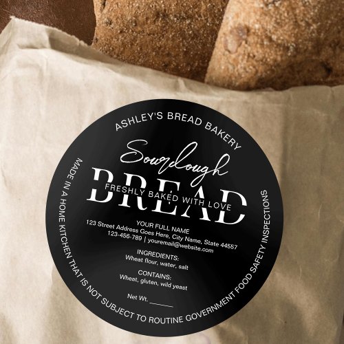 Minimalist Black Sourdough Bread Ingredients Classic Round Sticker