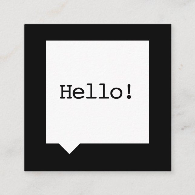 Minimalist Black SpeechBubble Square Business Card (Front)