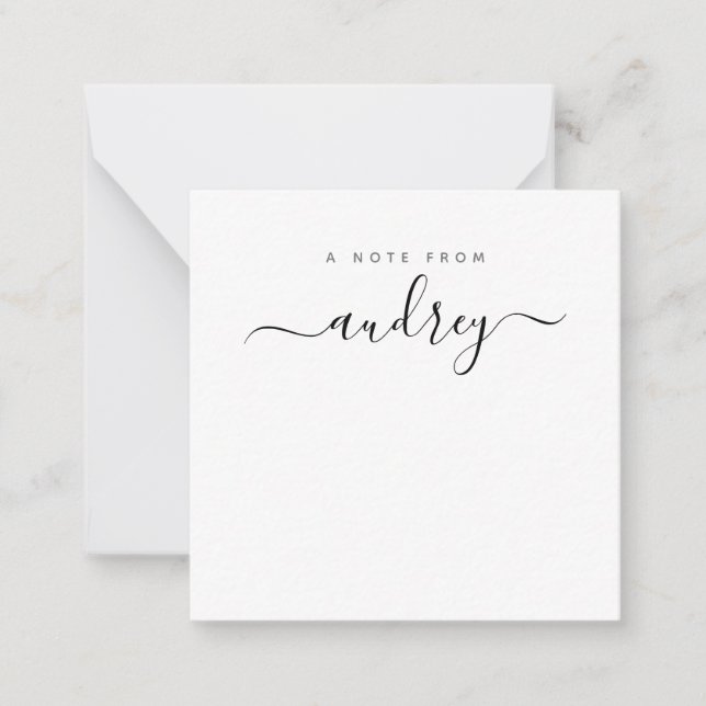 minimalist black stylish typography signature note card (Front)
