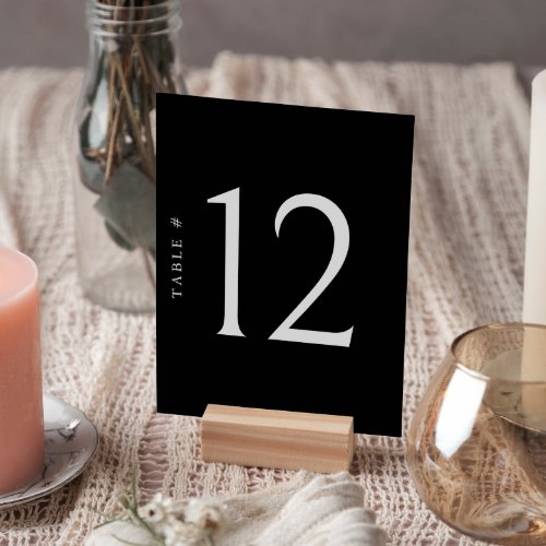 Minimalist Black Table Number Wedding Seating Card