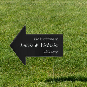 Minimalist Black The Wedding  This Way Arrow Sign