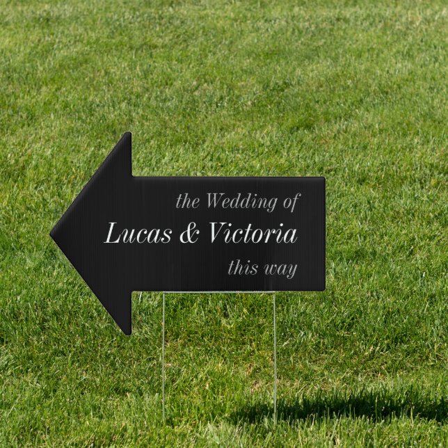 Minimalist Black The Wedding  This Way Arrow Sign (Insitu)