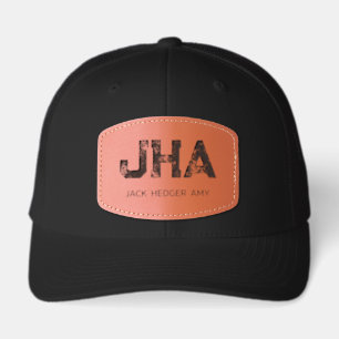 MINIMALIST BLACK THREE LETTER MONOGRAM NAME CLEAN LEATHER PATCH HAT